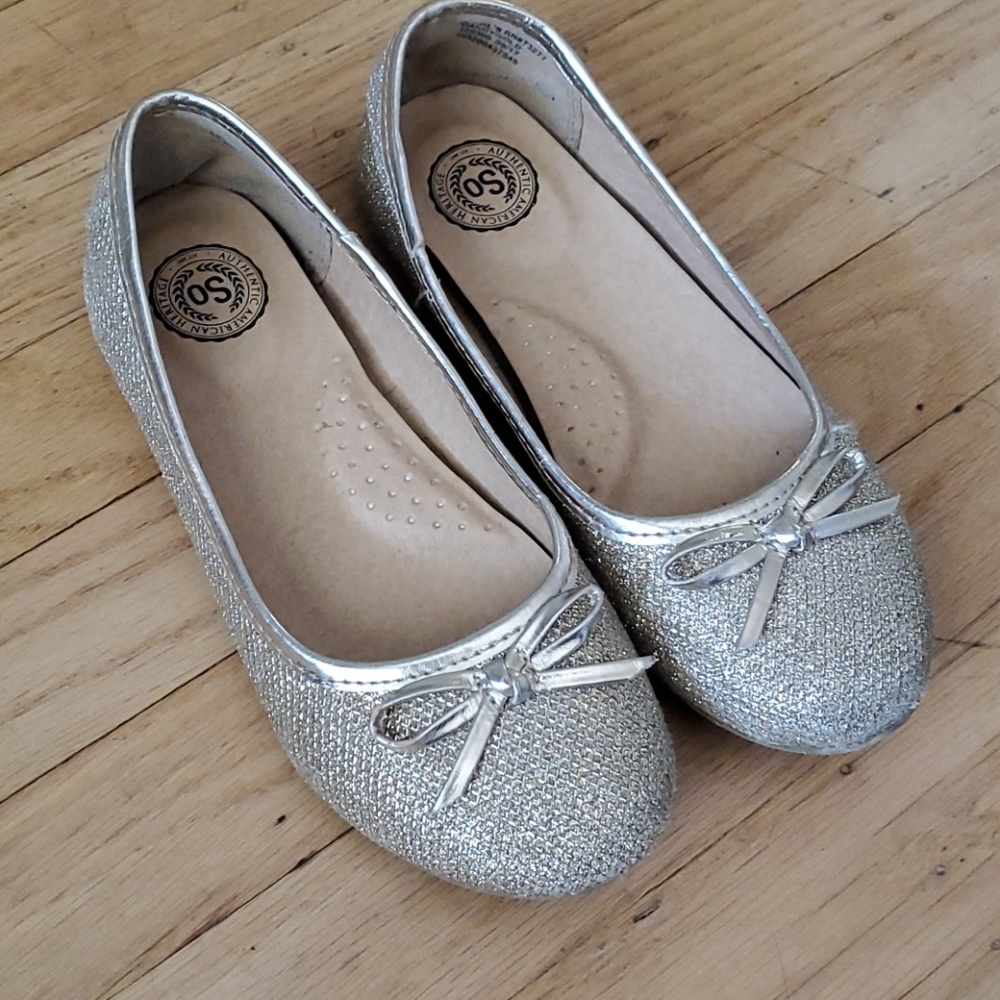 Gold glitter ballet flats